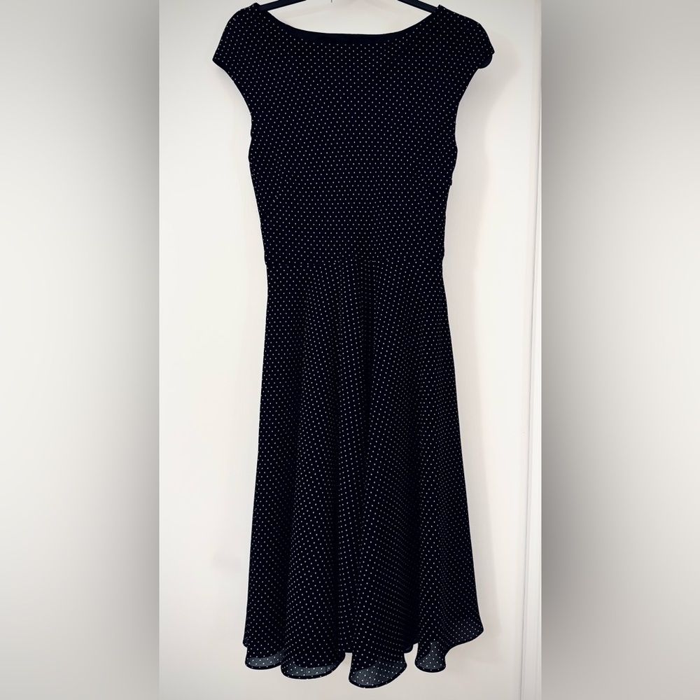 Positive Attitude Black & White Polka Dot Midi Dress. Like new!